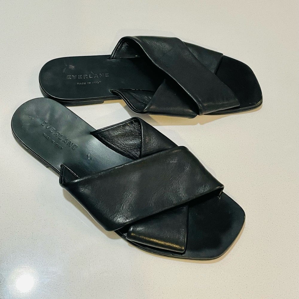 Everlane Leather Cross Strap Slides